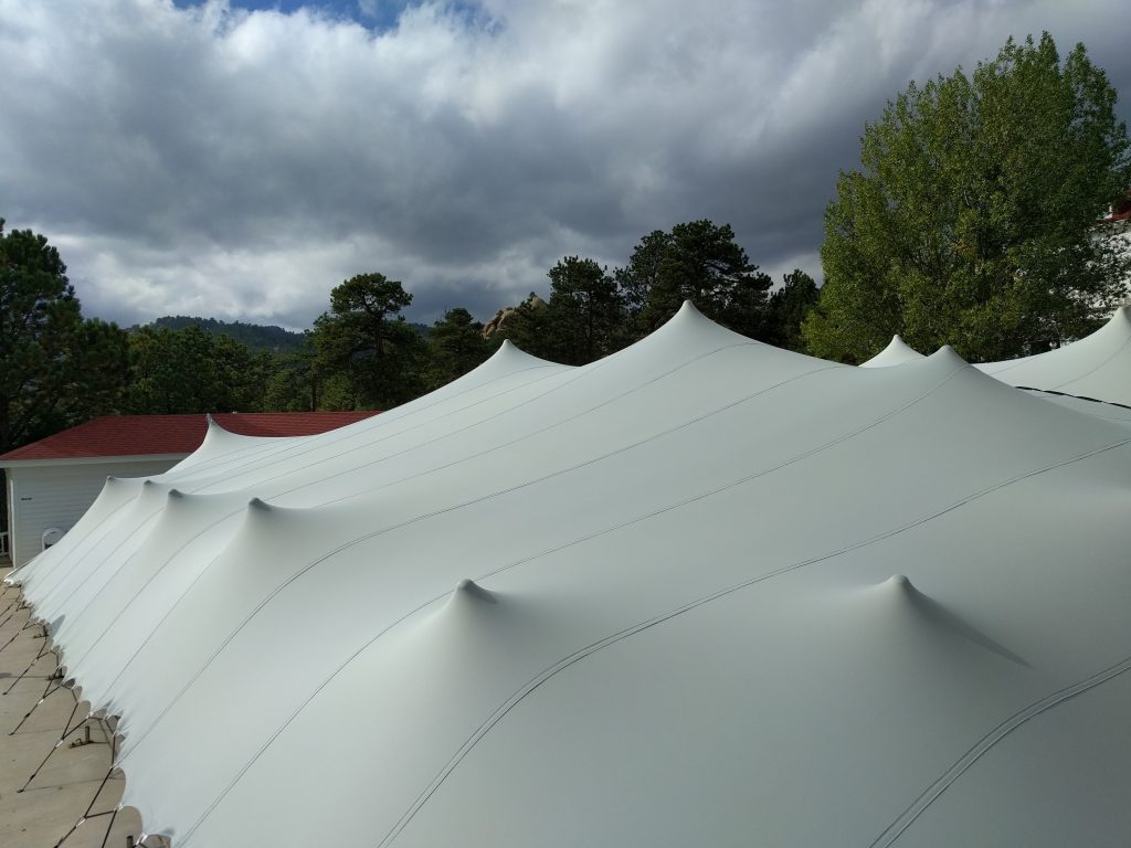 Stanley-Hotel-Tent-Pitch-Canopy-top Wedding tent top in Estes Park