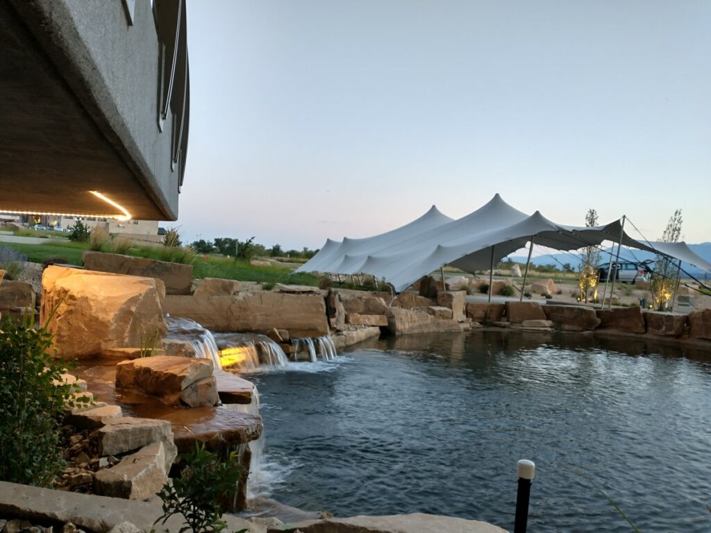 ENT HQ Water Feature with Stretch Tent Stretch tent with water feature
