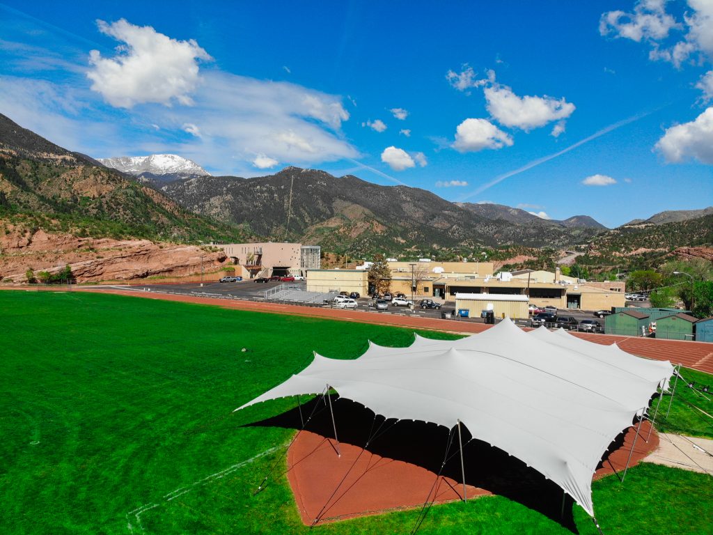 created by dji camera Aerial photo of Manitou Springs Prom Tent