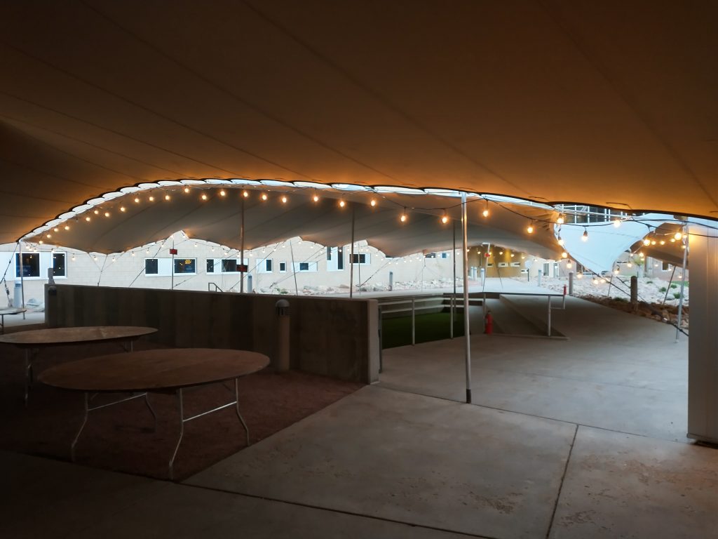 Stretch-Tent-in-School 7000sf stretch tent for school dance