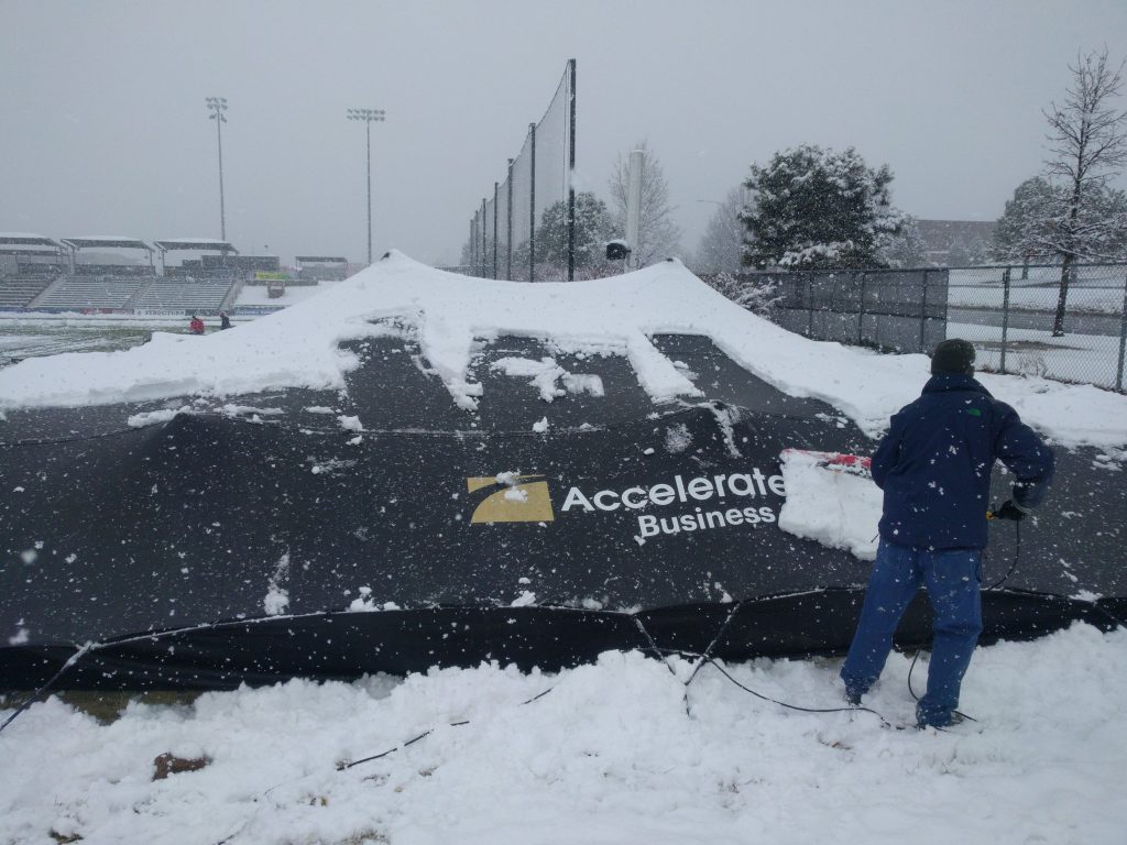early spring snow mitigation Springs-snow-removal-from-stretch-tent