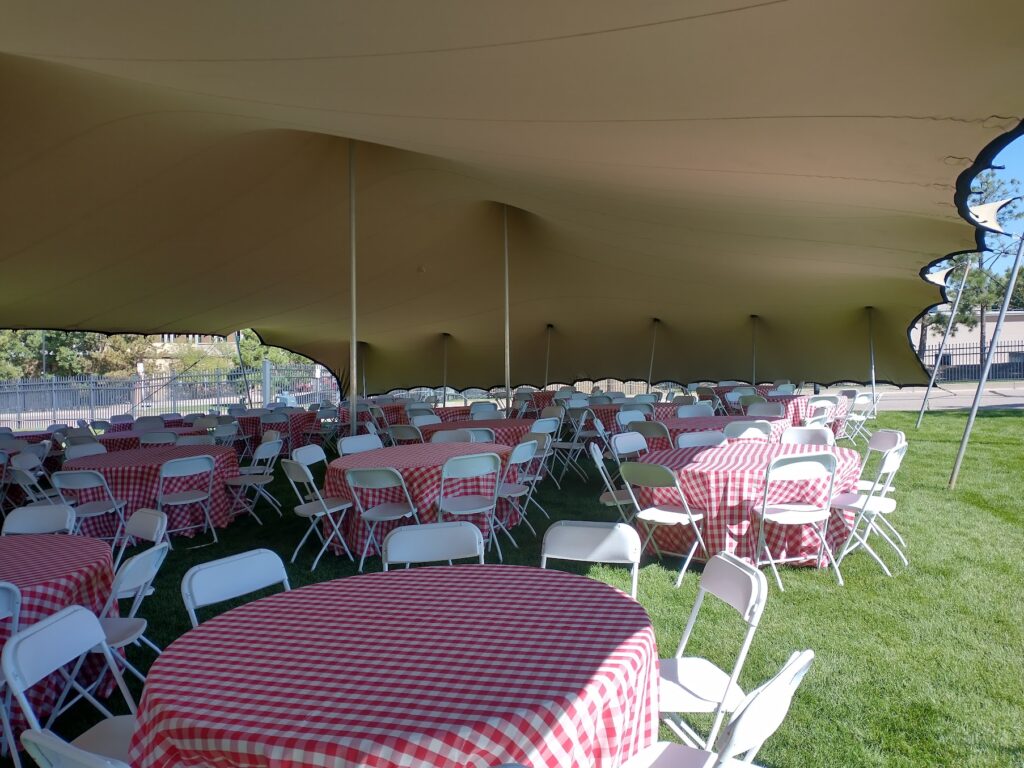 Chino Stretch Tent Interior1 Picnic setup under chino stretch tent