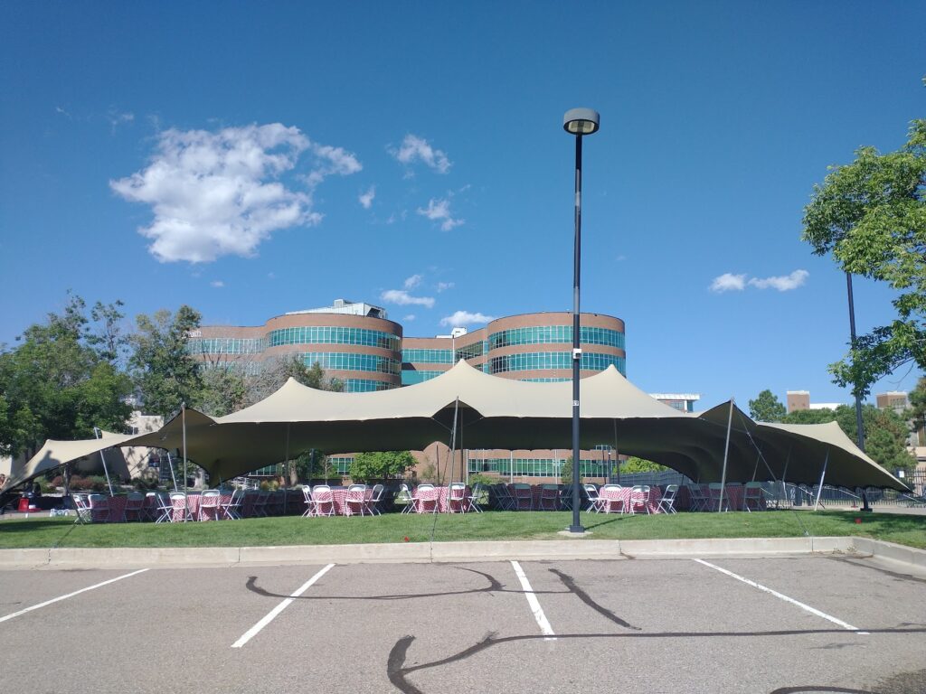US Olympic Training Center Stretch Tent1 Open Chino Stretch Tent pitch in Colorado Springs