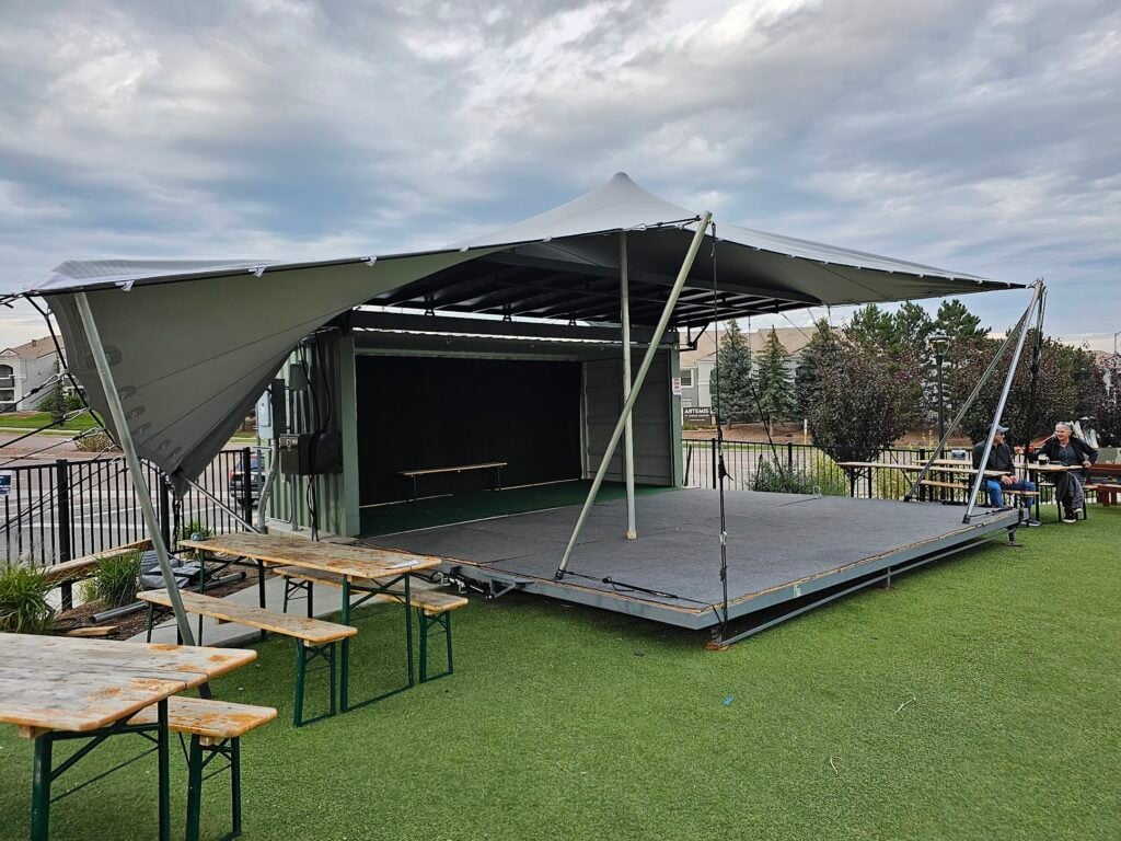 Stretch tent stage covering Red Leg Brewery Stretch tent stage covering in Colorado Springs