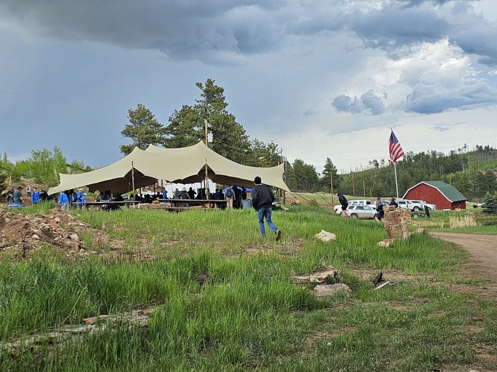 West Creek Tent Rental 1 Stretch Tent with American Flag